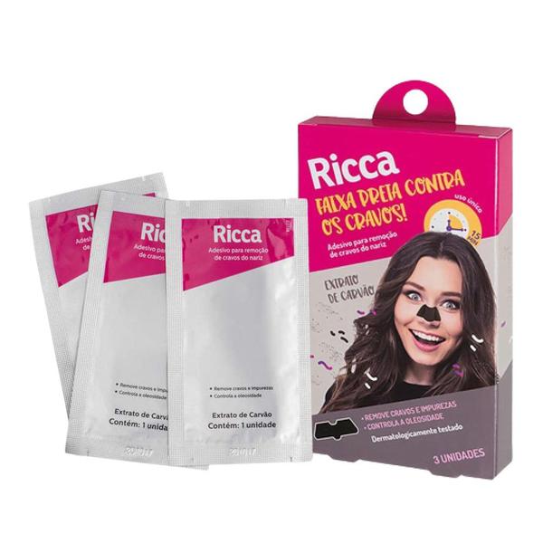 Imagem de Kit 9 Adesivo Preto para Remoção de Cravos Oleosidade Nariz Ricca 3cx