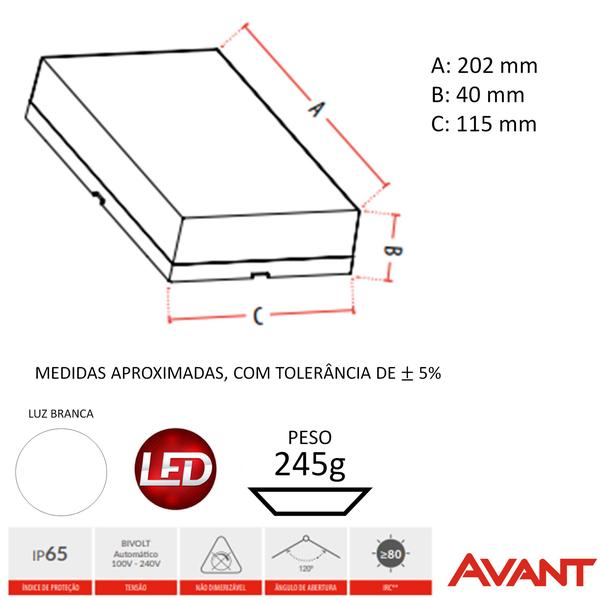 Kit 9 Arandela Parede Externa Flat 12W Branco Frio 6500K IP65 - Avant Imagem de Kit 9 Arandela Parede Externa Flat 12W Branco Frio 6500K IP65