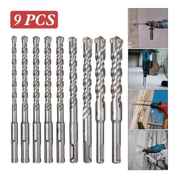 Imagem de Kit 9 Brocas Martelete Sds Plus Videa Furar Metal Concreto