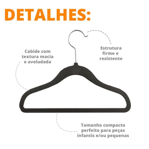 Imagem de Kit 9 Cabides Aveludados Slim Kids Calça Jeans Saia Criança