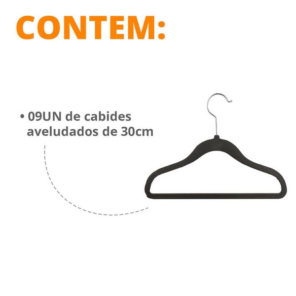 Imagem de Kit 9 Cabides Aveludados Slim Kids Calça Jeans Saia Criança