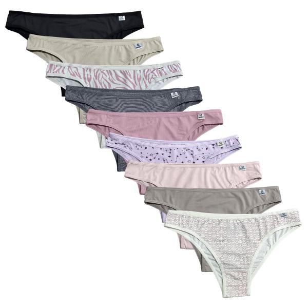 Imagem de kit 9 Calcinhas Tanga Adulto Microfibra Feminino Conforto Delrio