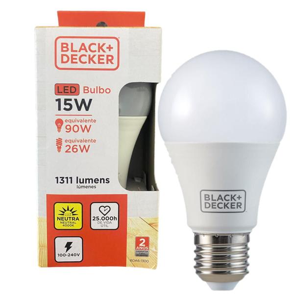 Kit 9 Lampada Led Bulbo PERA 15w E27 Branco Neutro 4000K - Black+Decker Imagem de Kit 9 Lampada Led Bulbo PERA 15w E27 Branco Neutro 4000K