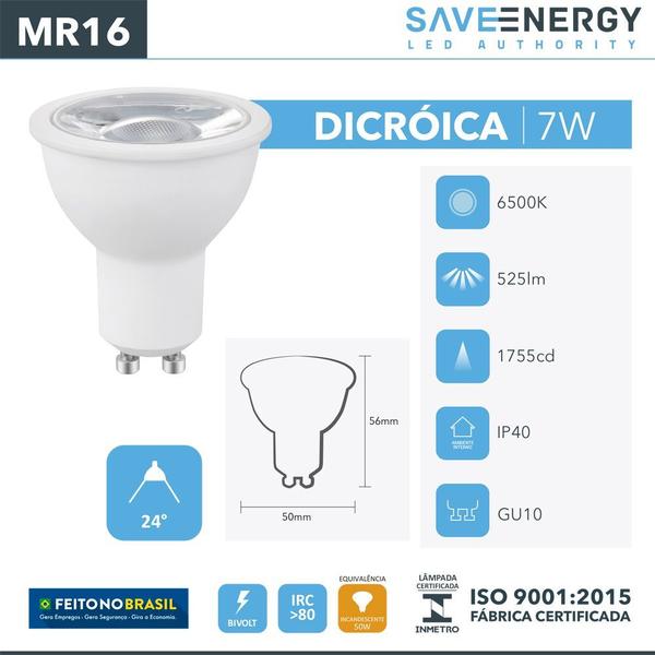 Imagem de Kit 9 Lâmpada Led MR16 GU10 7w Save Energy 6500k Branco Frio