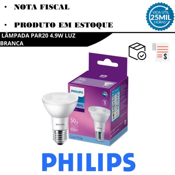 Imagem de Kit 9 Lampada Led Philips Par20 4,9w Branco Frio 6500K E27 Bivolt