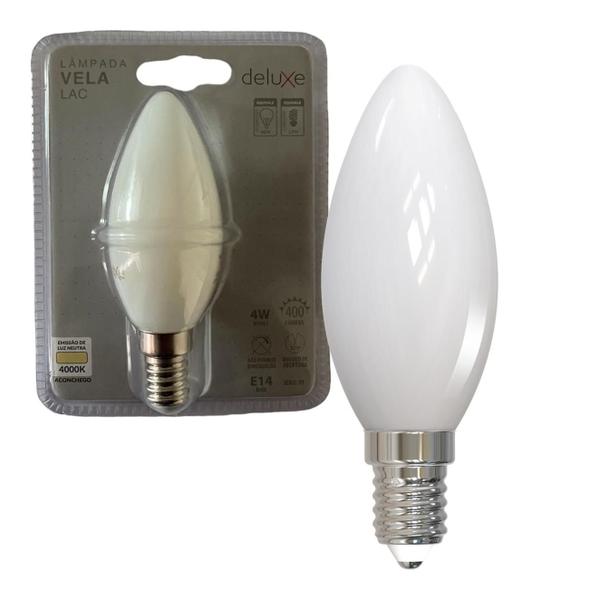 Imagem de Kit 9 Lampada Led Vela Filamento Lac 4w Branco Neutro 4000k E14