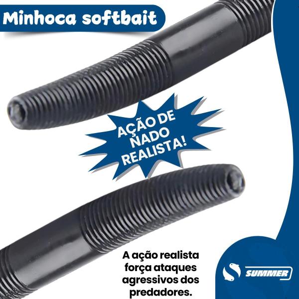 Imagem de Kit 9 Minhoca Isca Artificial Pesca Maruri 13,5cm Minhocuçu