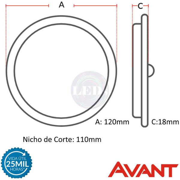 Imagem de Kit 9 Painel Plafon Led Redondo Embutir 6W Branco Frio 6500k