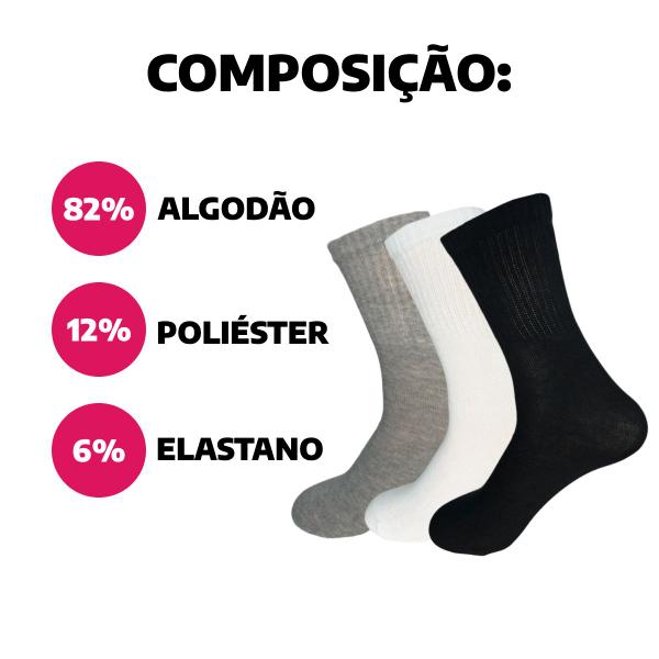 Imagem de Kit 9 Pares de Meias Compramais Cano Médio Algodão Sortidas