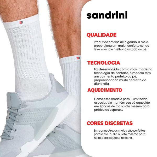 Imagem de Kit 9 Pares Meia Esportiva Corrida Longas Sandrini Cano Alto