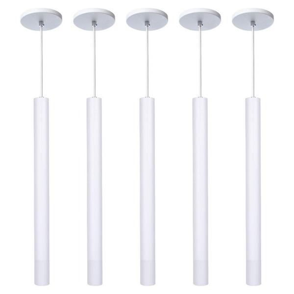 Imagem de Kit 9 Pendente Luminária Tubo Branco 40 Cm