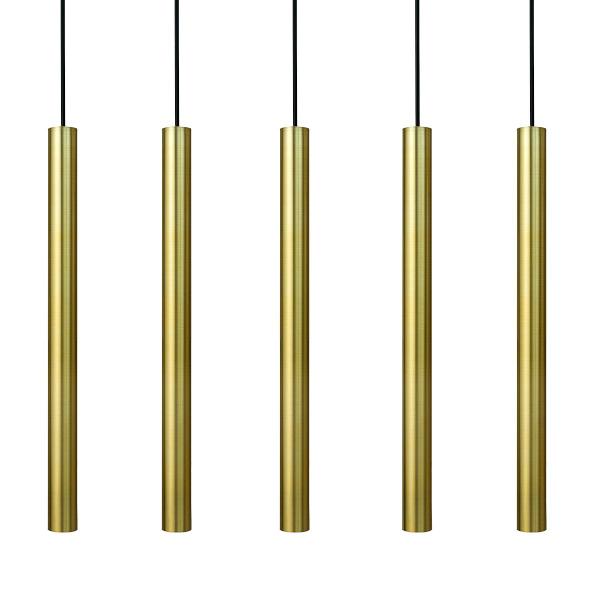 Imagem de Kit 9 Pendente Luminária Tubo Dourado 50 Cm + Lâmpada LED Branco Quente