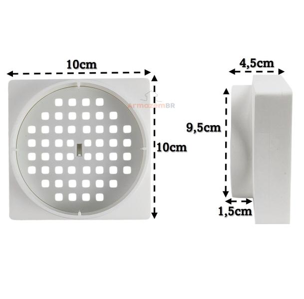 Kit 9 Ralo Oculto Invisível Quadrado 10x10cm Plástico Com Tela Para Banheiro - AMZ Imagem de Kit 9 Ralo Oculto Invisível Quadrado 10x10cm Plástico Com Tela Para Banheiro - AMZ