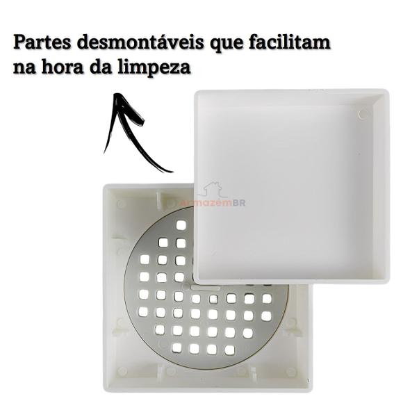 Kit 9 Ralo Oculto Invisível Quadrado 10x10cm Plástico Com Tela Para Banheiro - AMZ Imagem de Kit 9 Ralo Oculto Invisível Quadrado 10x10cm Plástico Com Tela Para Banheiro - AMZ