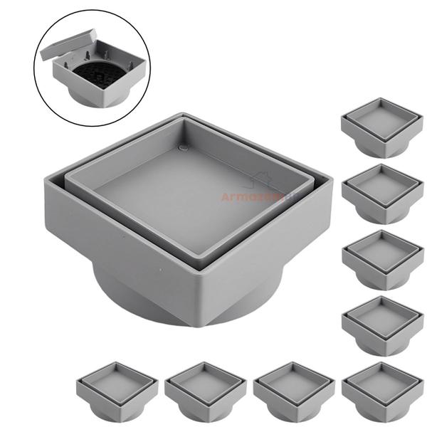 Kit 9 Ralo Oculto Invisível Quadrado 10x10cm Plástico Com Tela Para Banheiro - AMZ Imagem de Kit 9 Ralo Oculto Invisível Quadrado 10x10cm Plástico Com Tela Para Banheiro - AMZ