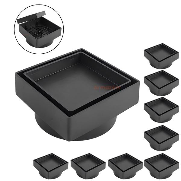 Kit 9 Ralo Oculto Invisível Quadrado 10x10cm Plástico Com Tela Para Banheiro - AMZ Imagem de Kit 9 Ralo Oculto Invisível Quadrado 10x10cm Plástico Com Tela Para Banheiro - AMZ
