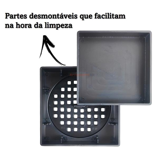 Kit 9 Ralo Oculto Invisível Quadrado 10x10cm Plástico Com Tela Para Banheiro - AMZ Imagem de Kit 9 Ralo Oculto Invisível Quadrado 10x10cm Plástico Com Tela Para Banheiro - AMZ