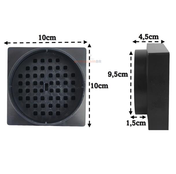Kit 9 Ralo Oculto Invisível Quadrado 10x10cm Plástico Com Tela Para Banheiro - AMZ Imagem de Kit 9 Ralo Oculto Invisível Quadrado 10x10cm Plástico Com Tela Para Banheiro - AMZ