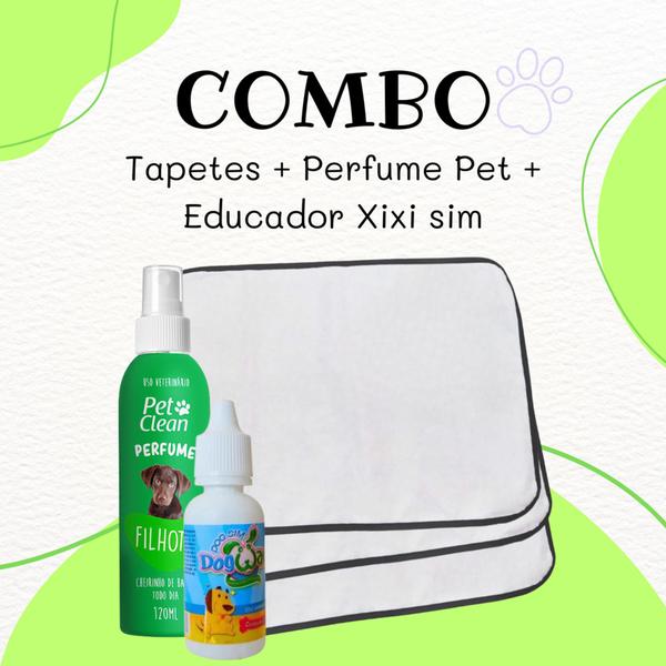 Imagem de Kit 9 Tapetes Higiênicos P/Pets + Perfume Pet Clean P/Pets 120ml + Educador Sanitário Xixi Sim 20ml