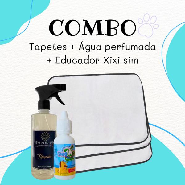 Imagem de Kit 9 Tapetes Higiênicos Pet + Água perfumada 500ml Emporium + Educador Sanitário Xixi Sim 20ml