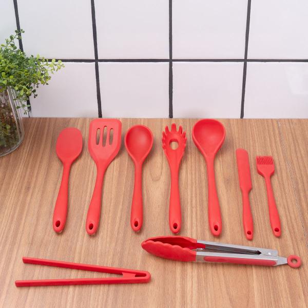 Imagem de Kit 9 utensílios de cozinha de silicone completo multiuso - Oikos