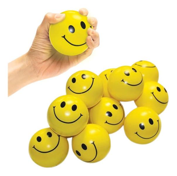 Imagem de Kit 96 Bolinhas Bola Macia  Emoji Anti Stress Smile Massagem