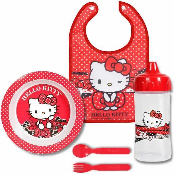 Kit A Hora Da Papinha Hello Kitty Com Babador - Baby Go Imagem de Kit A Hora Da Papinha Hello Kitty Com Babador - Baby Go