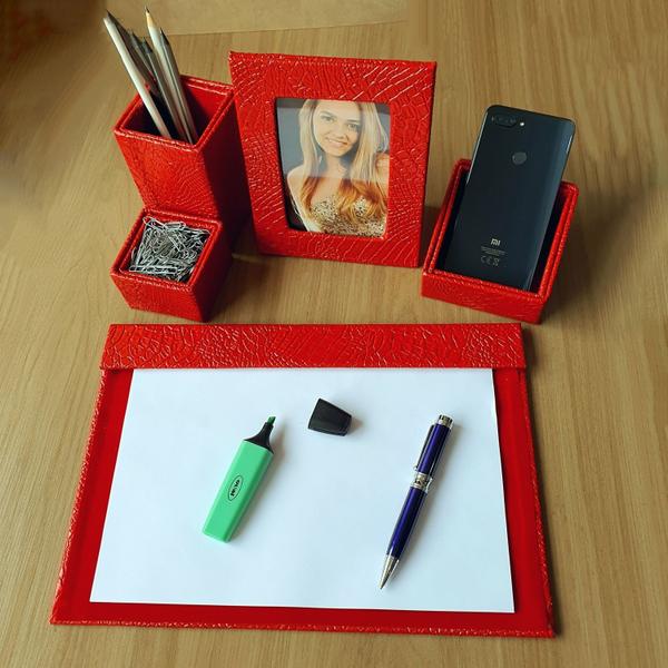 Imagem de Kit A4 5 Peças Organizador de Mesa Escritório Home Office Porta Lápis Objetos Risque Rabisque 