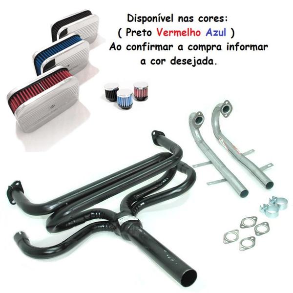 Kit Abafador Fusca 4x1 Bengala Filtro Esport Pont Preta S51 - DISKSCAP Imagem de Kit Abafador Fusca 4x1 Bengala Filtro Esport Pont Preta S51