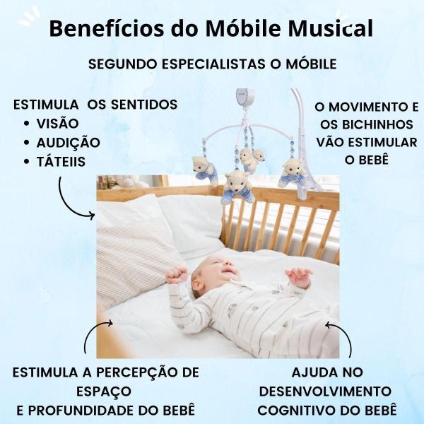 Imagem de Kit Abajur E Móbile Musical Urso Menino