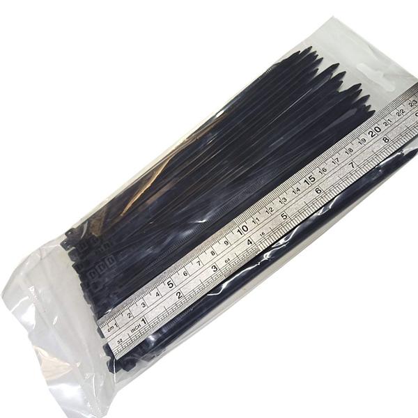 Imagem de Kit Abraçadeira Nylon 4,8 x 200mm Cinta Plástica Fita Preto 200 Peças