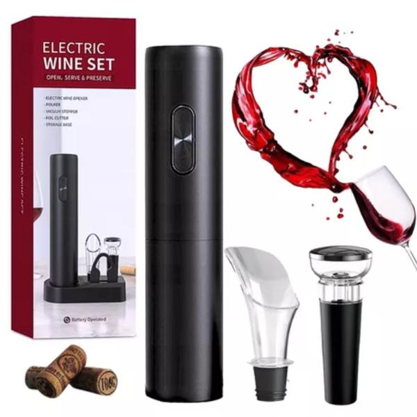Kit Abridor De Vinho Elétrico 4 em 1 Pronta Entrega - King Imagem de Kit Abridor De Vinho Elétrico 4 em 1 Pronta Entrega