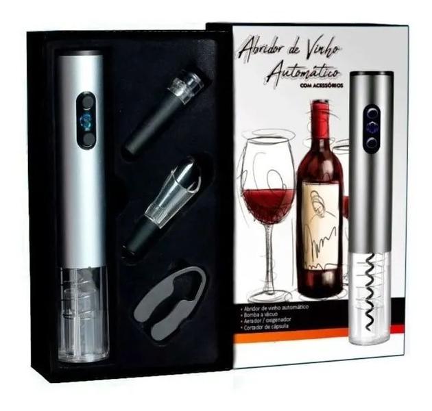 Imagem de Kit Abridor De Vinho Elétrico À Pilha 4 Peças WG-08 E Aerador BR210701