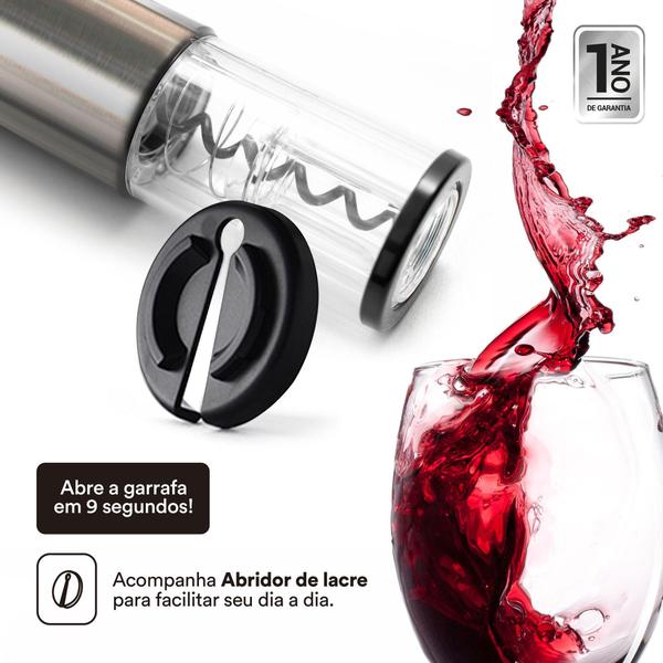 Kit Abridor de Vinho Elétrico Inox EOS EAB03M a bateria com Maleta Imagem de Kit Abridor de Vinho Elétrico Inox EOS EAB03M a bateria com Maleta