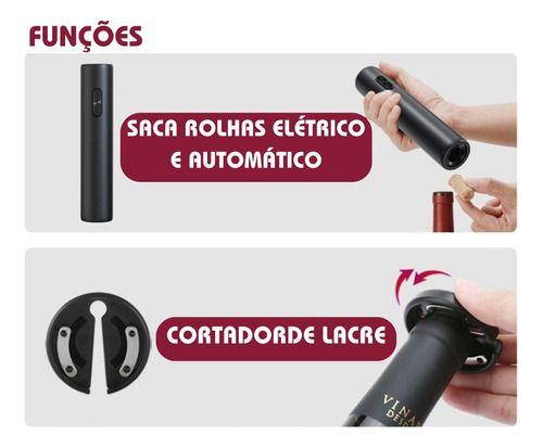 Imagem de Kit Abridor Vinho Saca Rolha Elétrico Automático Com Base