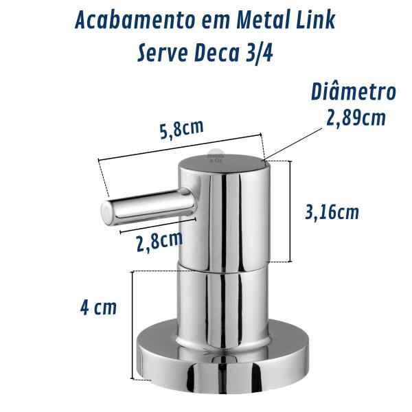 Kit Acabamento 4 Peças Registro Metal Link Tipo Deca 3/4 - Metais e Cia Imagem de Kit Acabamento 4 Peças Registro Metal Link Tipo Deca 3/4