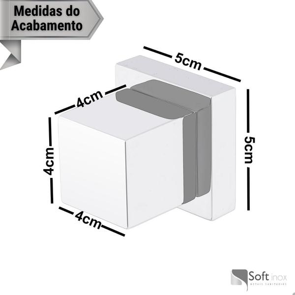 Imagem de Kit Acabamento Quadrado Cromado 1/2 e 3/4 + Conversor Docol P/Deca