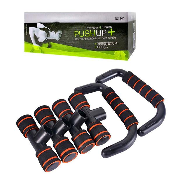 Imagem de Kit Academia em Casa Barra de Apoio para Flexão Push UP + Roda Abdominal Exercícios Lombar Treino