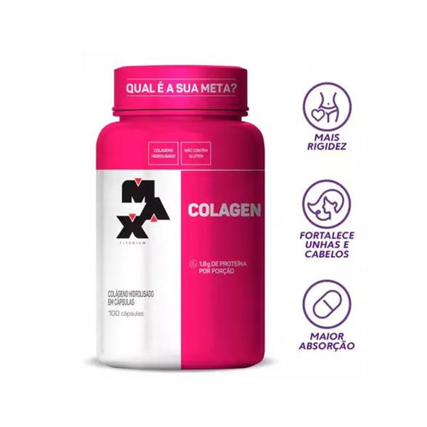 Imagem de Kit Academia Feminino Whey Protein 1kg + Bcaa + Colageno - Max Titanium