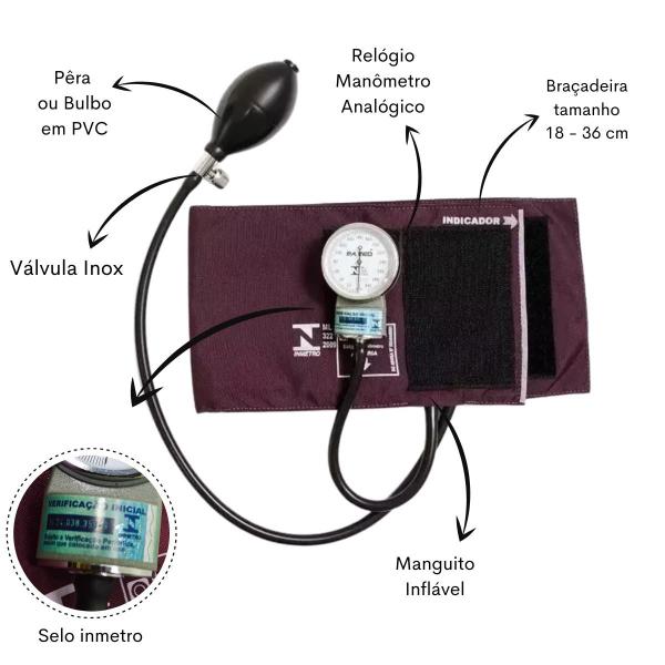 Imagem de Kit Academico Enfermagem Esfigmomanometro Aparelho de Pressao Estetoscopio Multi  Transparente Estagio PAMED