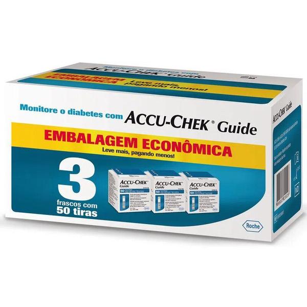 Imagem de Kit Accu-Chek Guide C/ 3 Frascos De 50 Tiras Reagentes