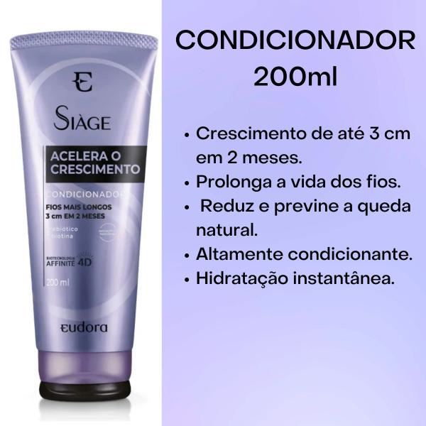 Imagem de Kit Acelera o Crescimento Siàge Eudora Shampoo Condicionador Tônico Proteína Concentrado