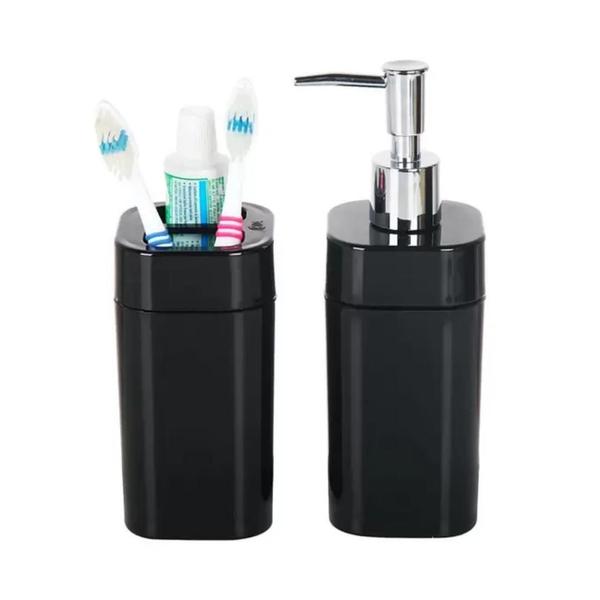 Kit Acessório Banheiro Lavabo 3Pc Splash Coza - Cinza - Coza/Brinox Imagem de Kit Acessório Banheiro Lavabo 3Pc Splash Coza - Cinza