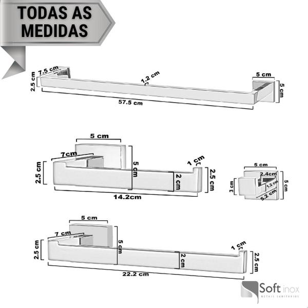 Imagem de Kit Acessório Inox Para Banheiro 4 Peças - Dourado Gold