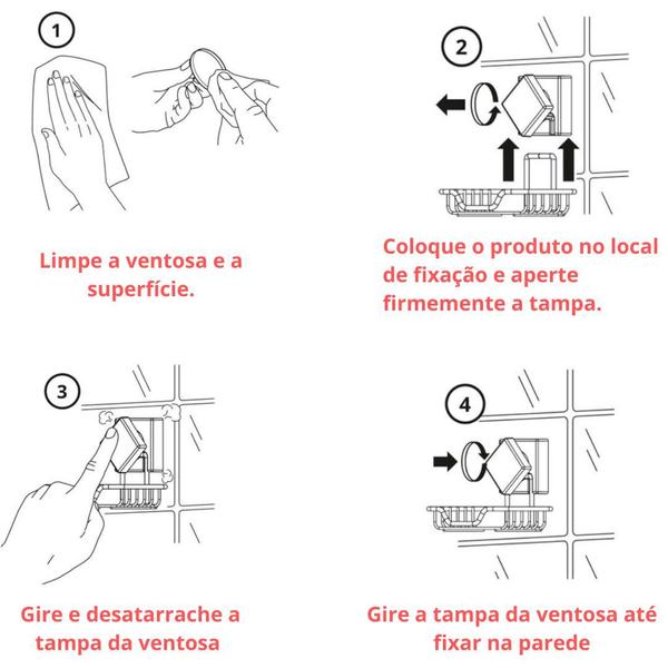 Imagem de Kit Acessórios Banheiro 4 Peças Sem Furo Fixação Ventosa Cromado Future