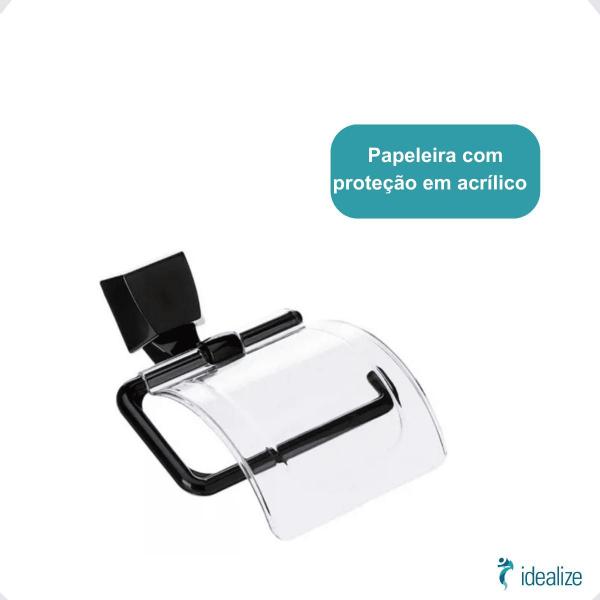 Imagem de Kit Acessórios Banheiro Attic Quadra 2000 F24 C/5pçs Preto Lorenzetti