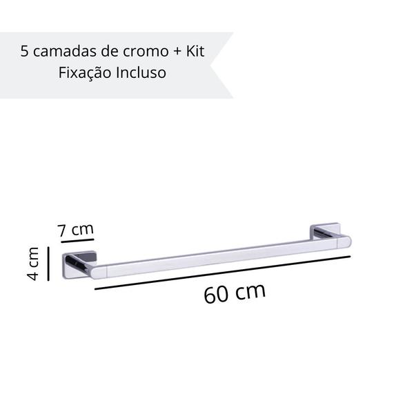 Imagem de KIT Acessórios Banheiro Inox Porta Toalha 60 cm e Gancho Cabideiro De Parede Linha Prime -  Westing