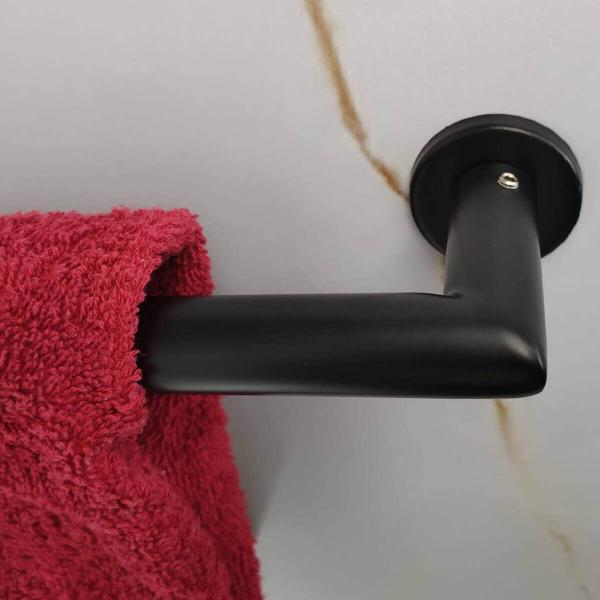 Imagem de Kit Acessórios Banheiro Inox Toalheiro 30cm Papeleira de Chão Porta Papel Higiênico Pretos