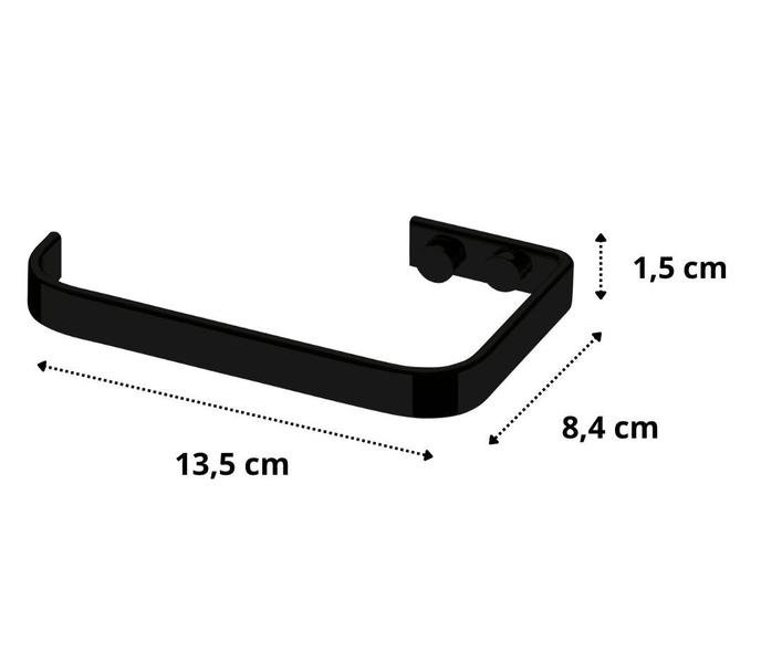 Imagem de Kit acessorios banheiro lavabo 3 peças preto fosco Future toalheiro banho, toalha rosto 22 cm, papeleira