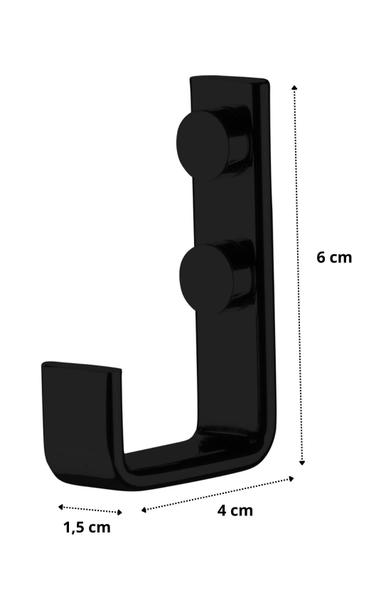 Imagem de Kit acessorios banheiro lavabo 4 peças preto fosco Future toalheiro banho, toalha rosto 22 cm, papeleira, cabide